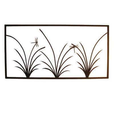 Grande décoration murale de jardin à trois panneaux de roseaux pour la vente par Overwrought