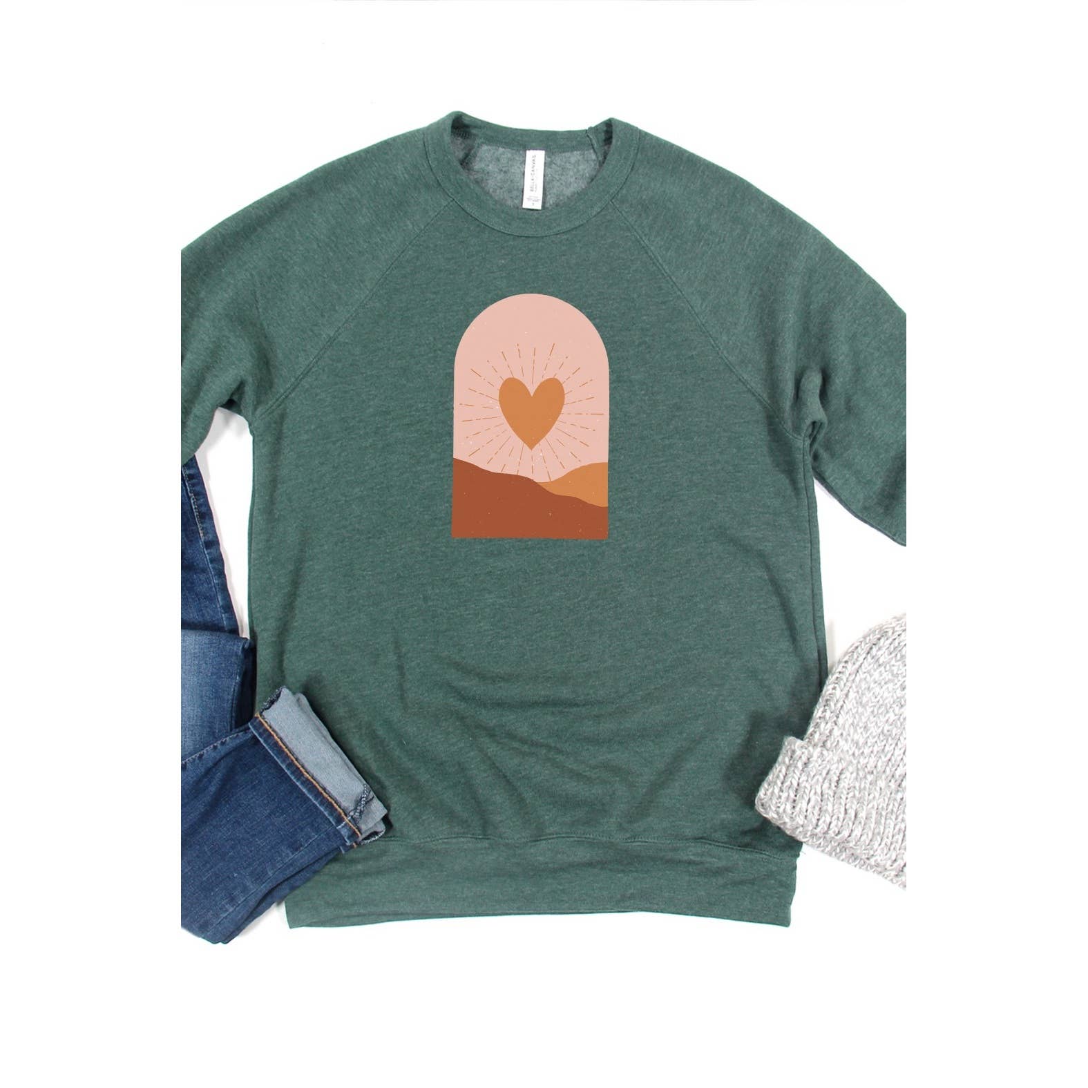 Kissed Apparel - Wholesale Graphic Sweatshirt - Women's - Boho Heart Sunrise Valentine Graphic Sweatshirt3