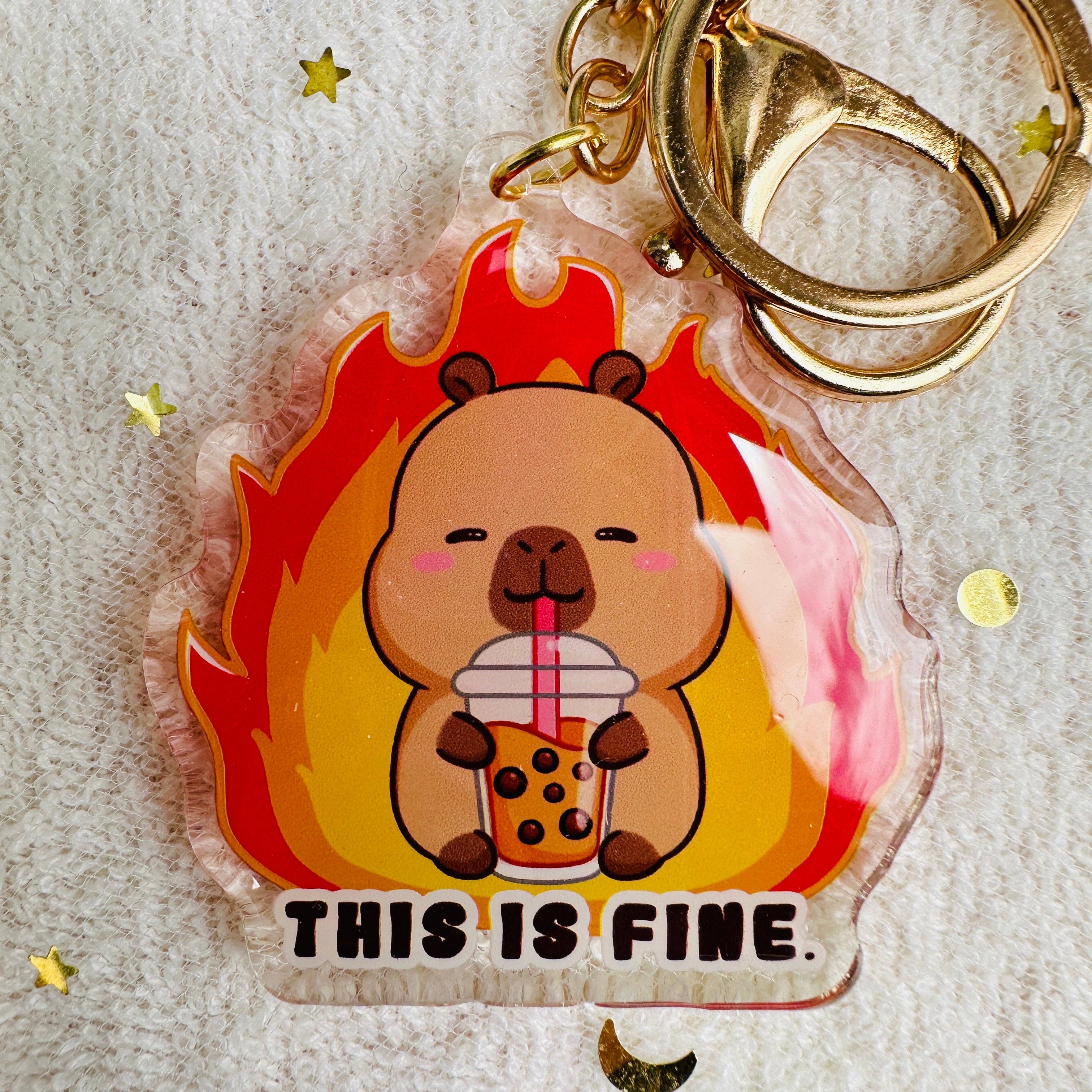 CapyFun - Wholesale Keychain - Women's - Capybara Acrylic Keychain Cute Kawaii Dumpling Boba Tea Coffee Ice Cream Reading Orange Ramen Foodie Hot Pot Holiday Gift For Her8