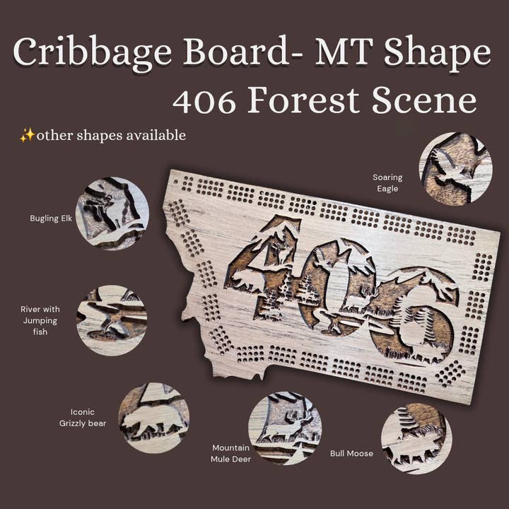 Knotty Pine Woodworks - Wholesale Board Game - Cribbage Board-406 Forest Scene2