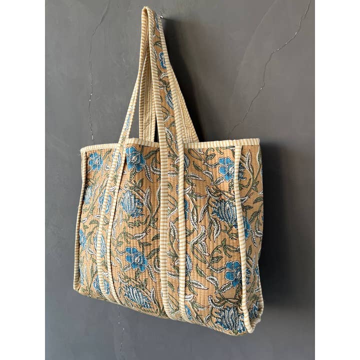 Bhawana Handicrafts - Venta al por mayor Bolsa de asa- Mujer - Bolso de hombro acolchado hecho a mano de algodón bolso de algodón con estampado de manos4