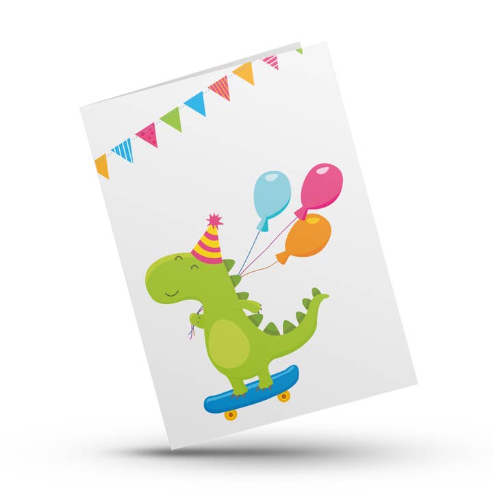 Groene Dinosaur Feest - A4 Kaart voor wholesale door Kortspecialisten