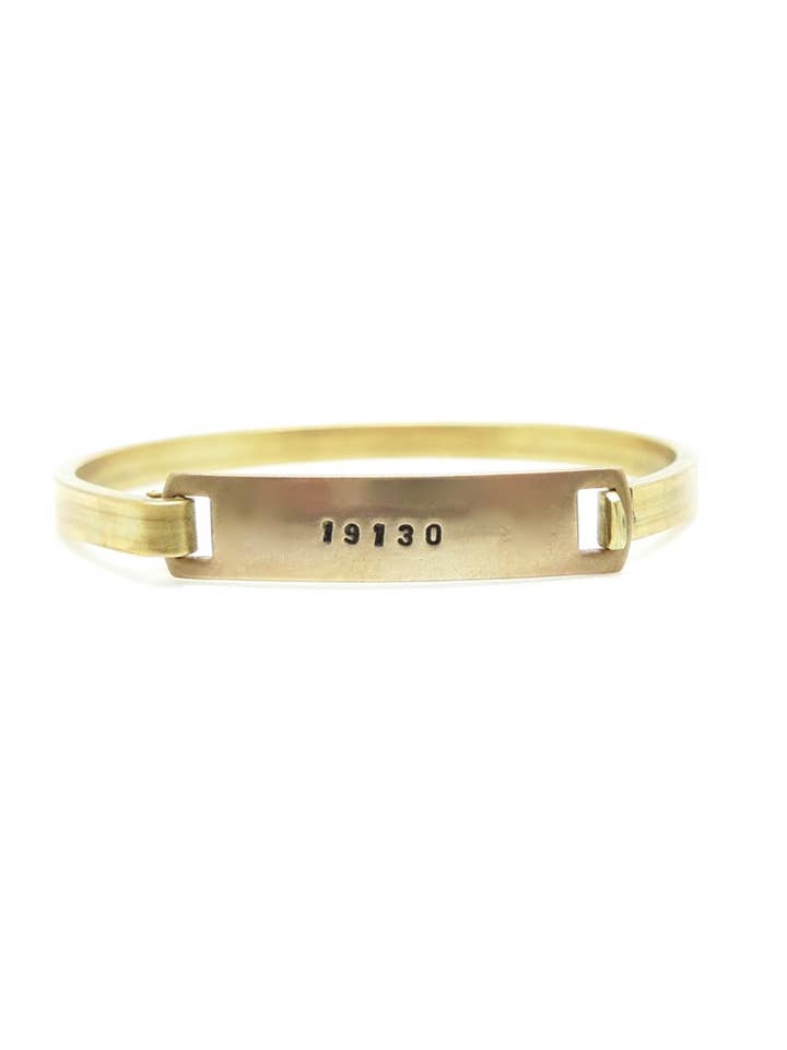 Custom Zip Code Stamped Clip-Cuff Brass Bracelet for wholesale by Stone Cooper