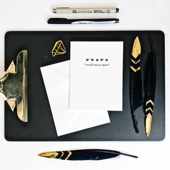 Biglietto d'auguri per anniversario con 5 stelle «Would Marry Again» per la vendita all'ingrosso da parte di Carly Allred Studio