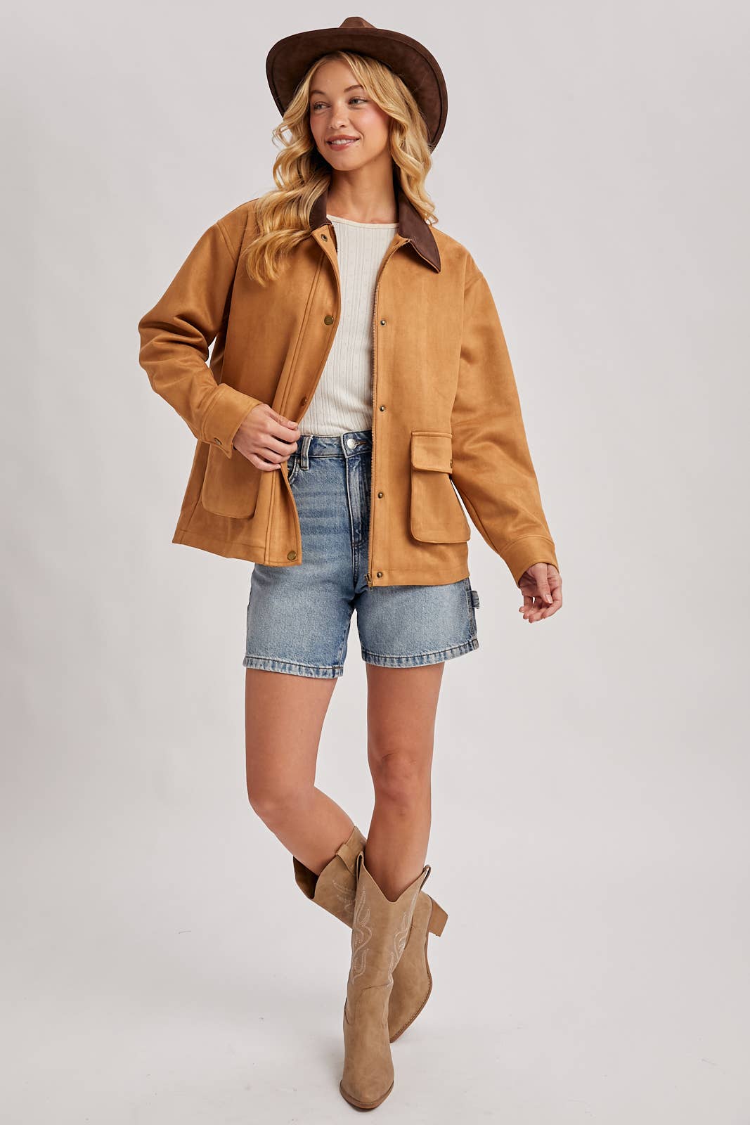 Bluivy - Wholesale Jacket - Women's - BUTTON DOWN FAUX SUEDE BARBOUR JACKET23