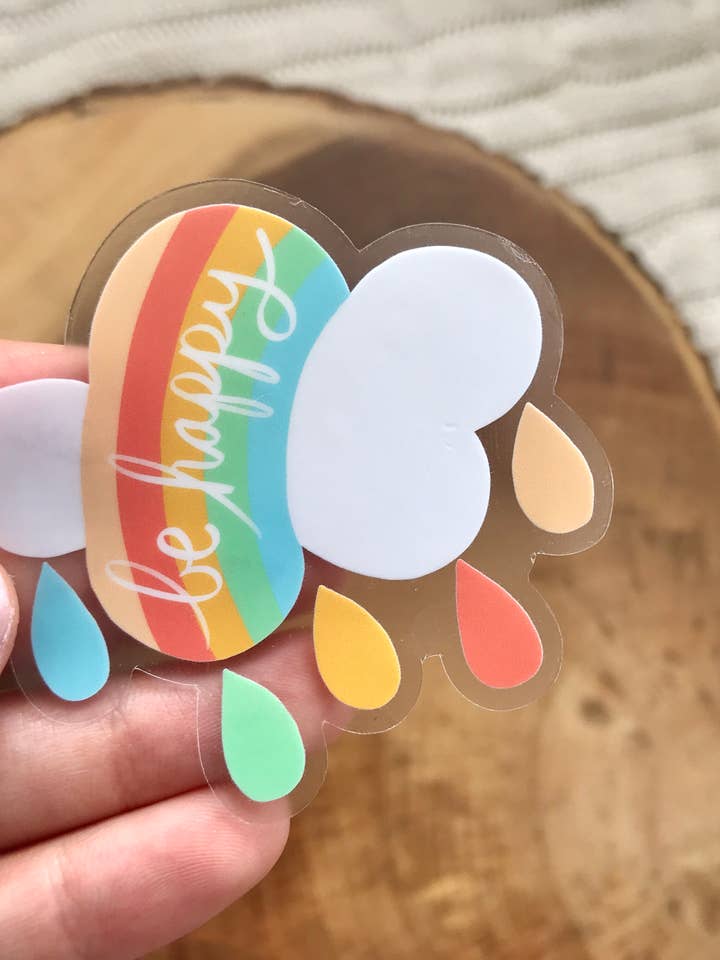 Autocollant en vinyle laminé nuage arc-en-ciel coloré - Résistant aux intempéries pour la vente par Sun Sprinkles
