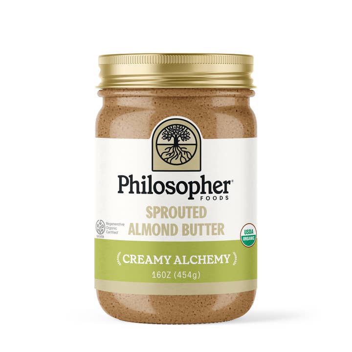 Creamy Alchemy Sprouted Almond Butter 16oz for wholesale by Philosopher Foods