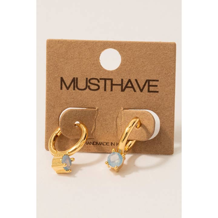 Fame Accessories - Wholesale Hoop Earrings - Gold Dipped Round Cz Gem Hoop Earrings