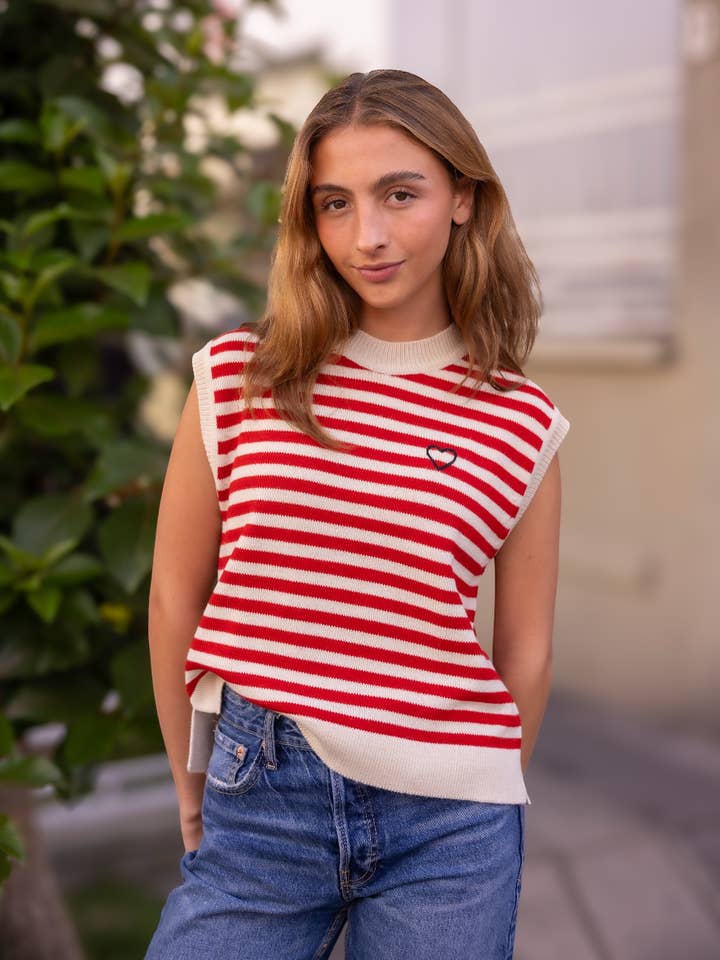 Stripped knitted Vest baby alpaca wool for wholesale by YAPA