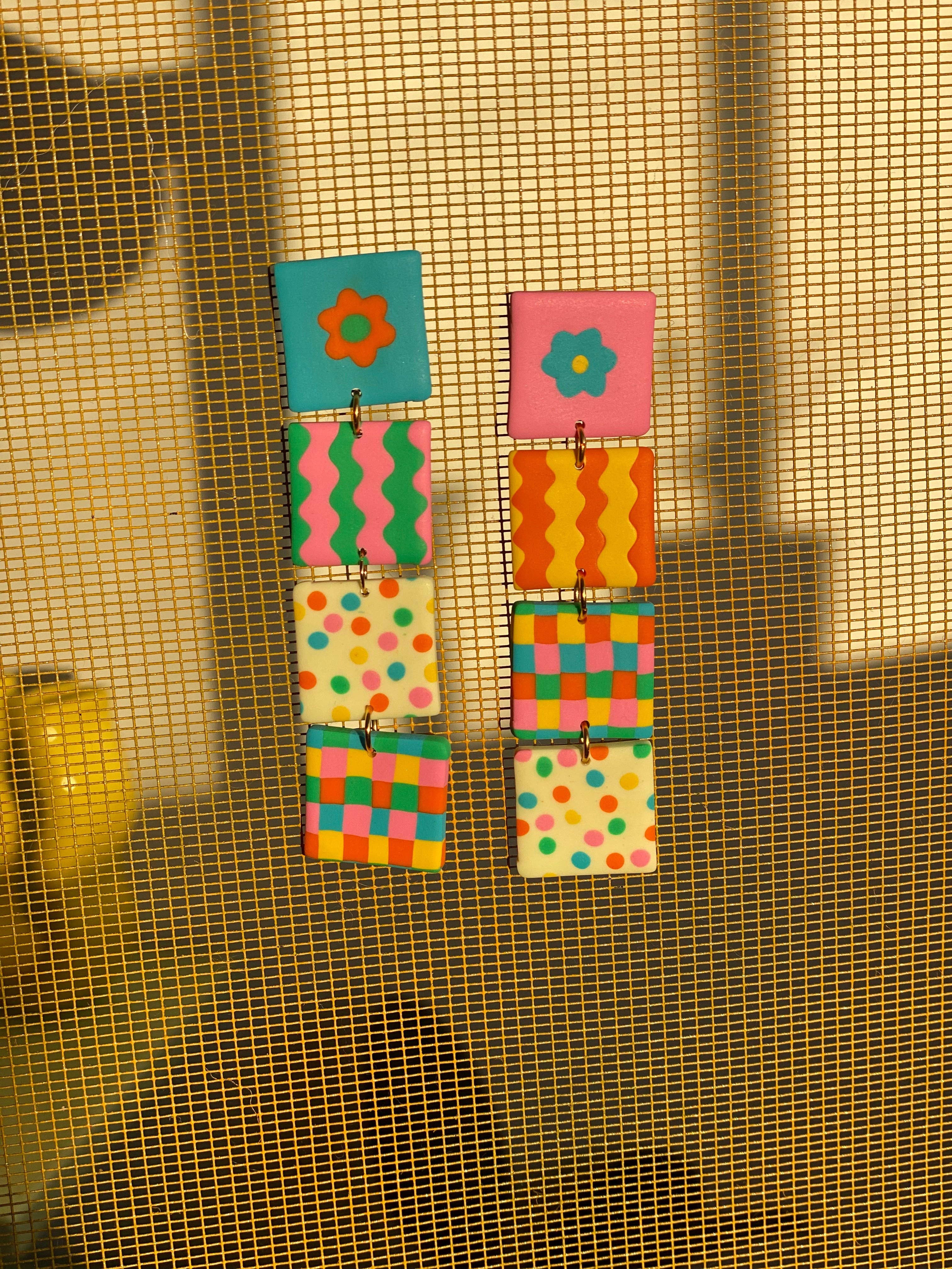 Sunny and Sal - Wholesale Dangle Earrings - Mismatch Square Earrings1