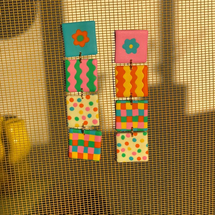 Sunny and Sal - Wholesale Dangle Earrings - Mismatch Square Earrings1