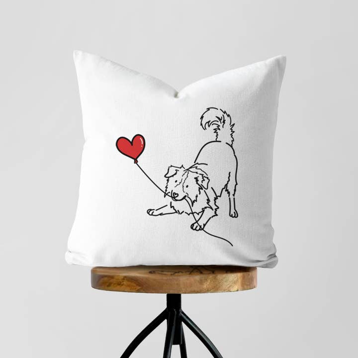 Border Collie Heart String - Throw Pillow Cover for wholesale by Inkopious