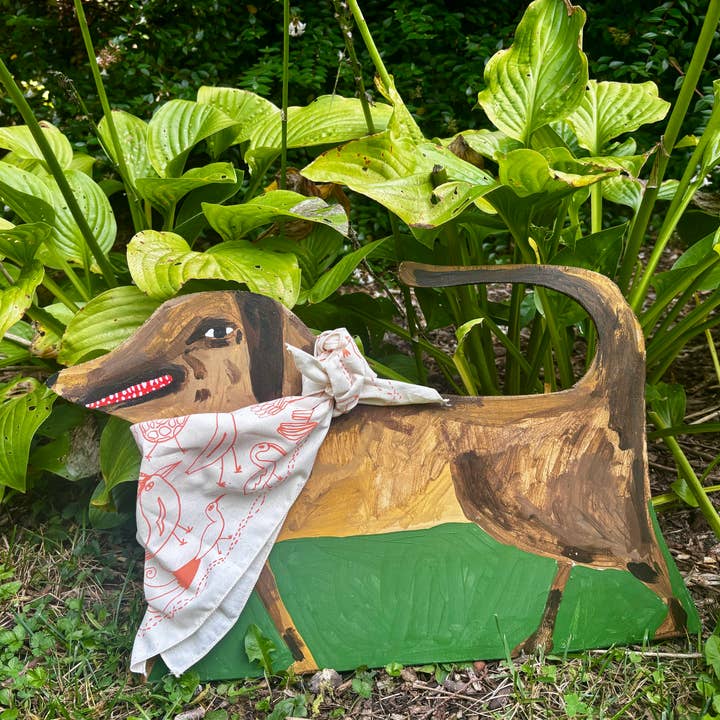 ELIZABETH GRAEBER art + illustration - Wholesale Bandana - Women's - Bird Bandana in coral, screen printed cotton scarf3