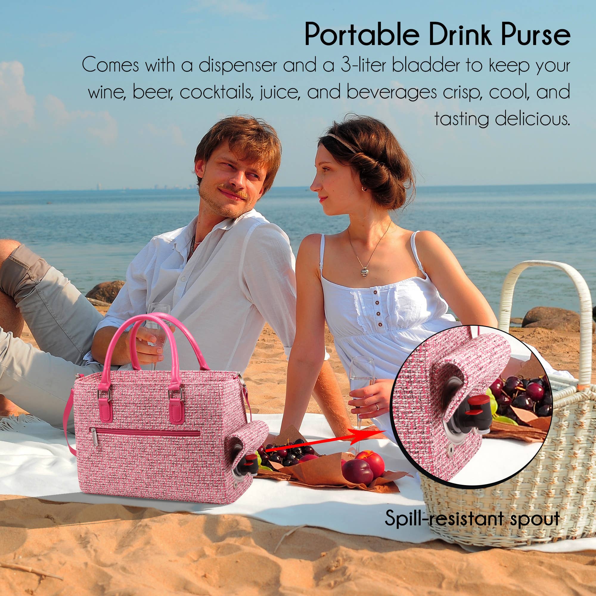 Primeware Inc. - Wholesale Wine Tote - Drink Purse | Wine Purse Tweed Design8