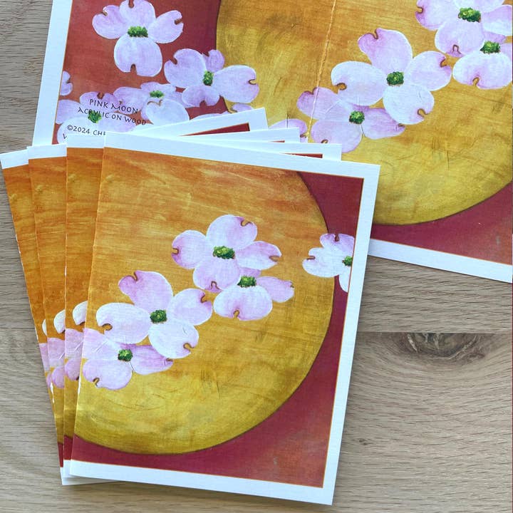 Pink Moon (full moon series) blank notecard for wholesale by Christi Sobel