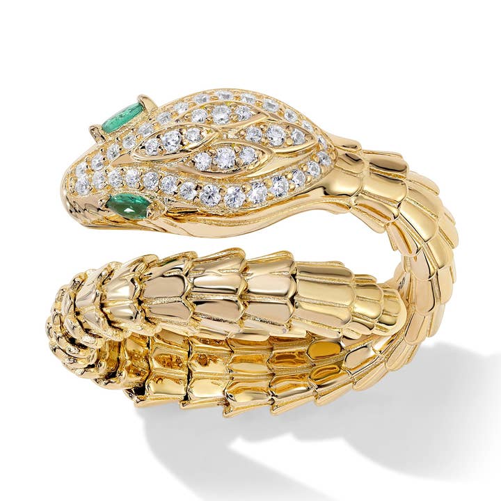 Love Bites Snake Guld & Smaragdring for engroshandel hos Bloo and Ro