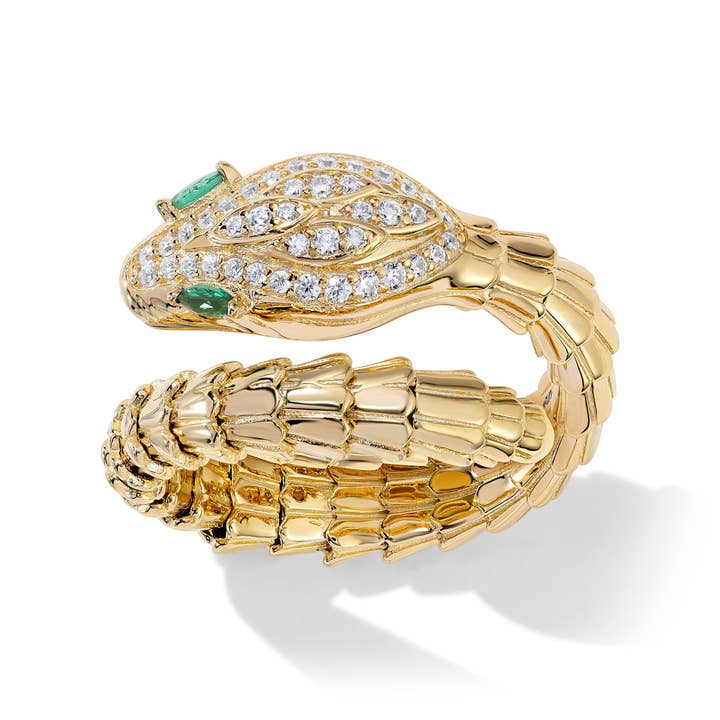 Anel Love Bites Serpent Gold & Esmeralda por atacado de Bloo and Ro