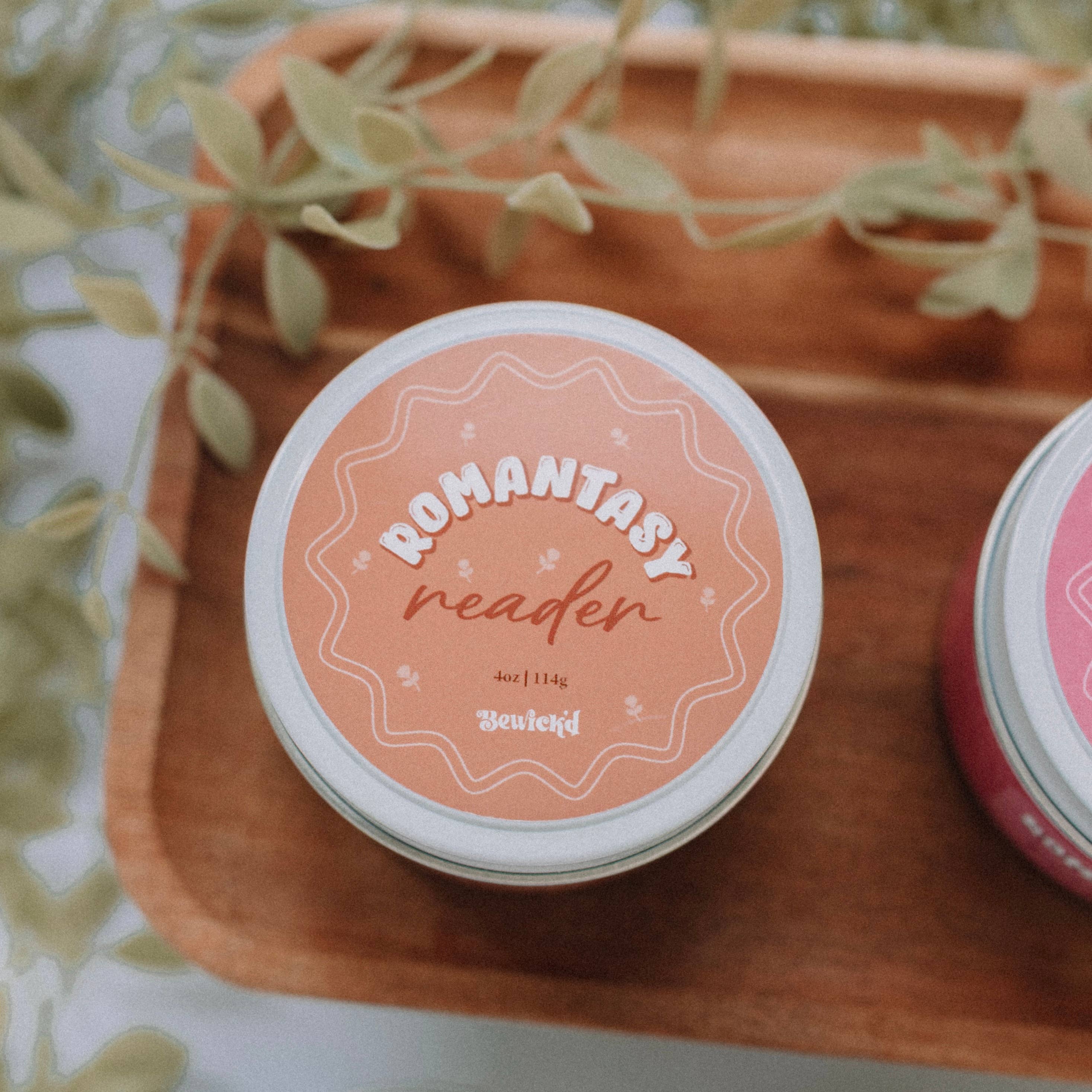 Bewick'd Studio - Wholesale Travel Candles - Romantasy Reader Candle - 4oz Book-Inspired Luxury Coconut Apricot Wax