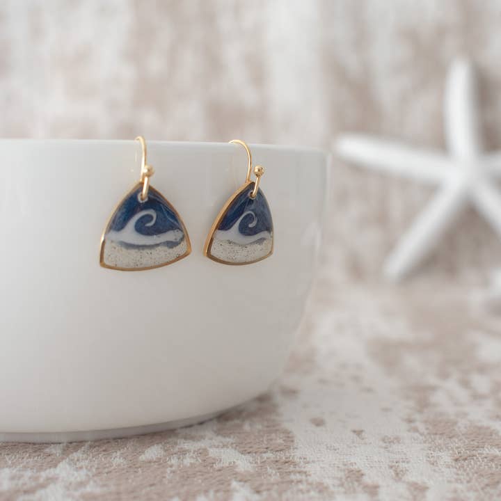 Triangle Wave Dangles in Gold | Custom Sand  for wholesale by Sandy Beaches Shop