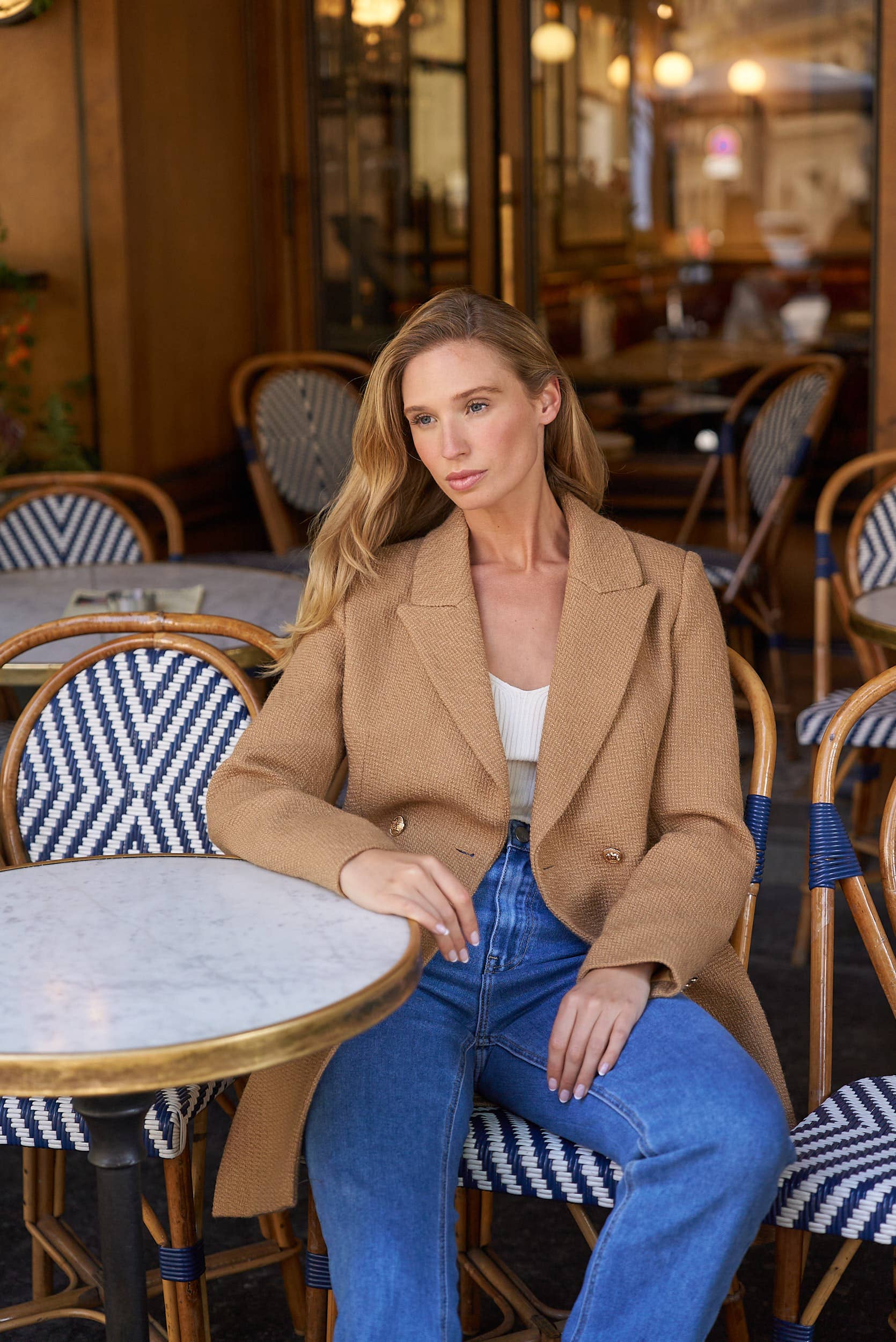 Attentif Paris - Wholesale Blazer - Women's - Mid-length fitted double-breasted jacket with wool6