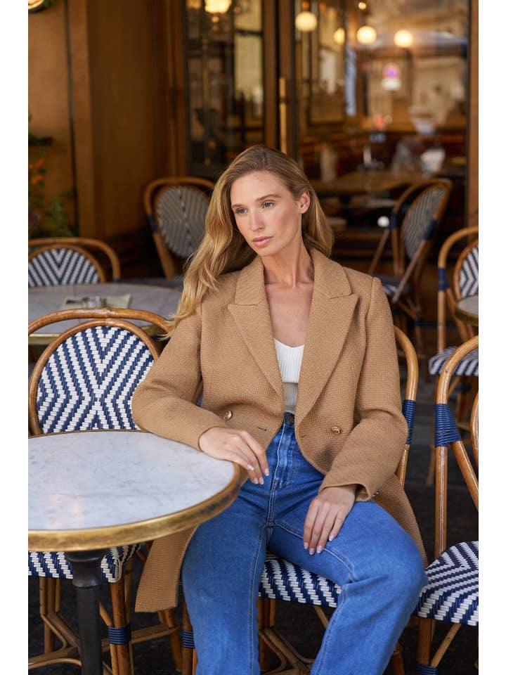 Attentif Paris - Wholesale Blazer - Women's - Mid-length fitted double-breasted jacket with wool6