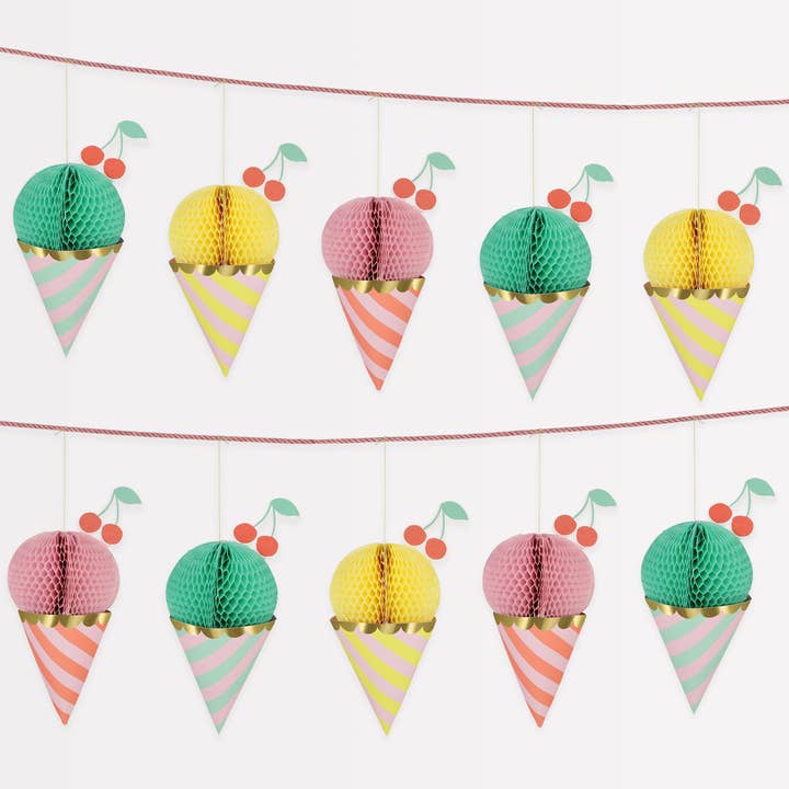Ice Cream Honeycomb Garland for wholesale by Meri Meri