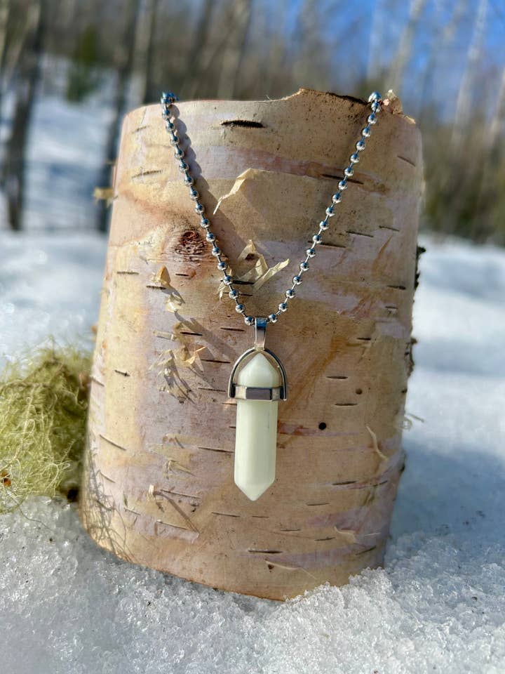 Long Silver Amazonite Tree of Life Necklace for wholesale by Ahimsa Gems