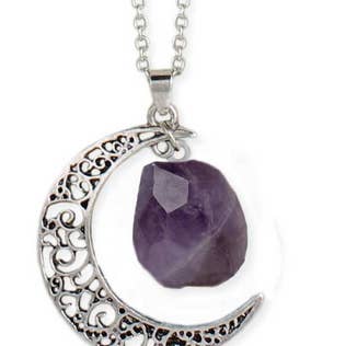 Antiqued Silver Moon Raw Amethyst Long Necklace and other Purchase Wholesale mystic moon. Free Returns & Net 60 Terms on Faire trending on Faire.