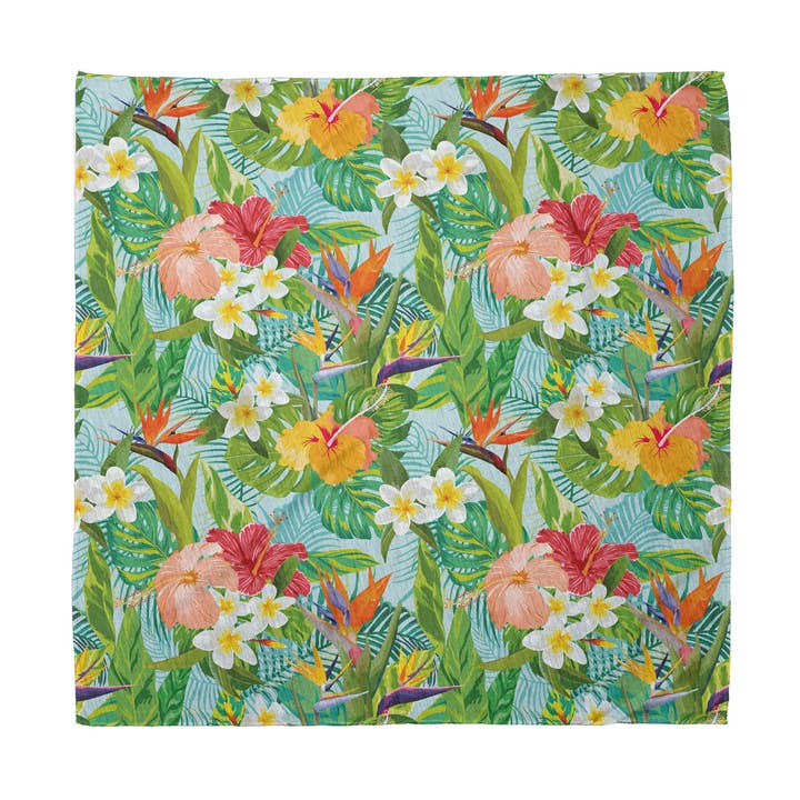 Ambesonne – wholesale Bandana – Unisex – Tropical Floral Bandana Unisex Hawaiian Flowers & Leaves 22"0