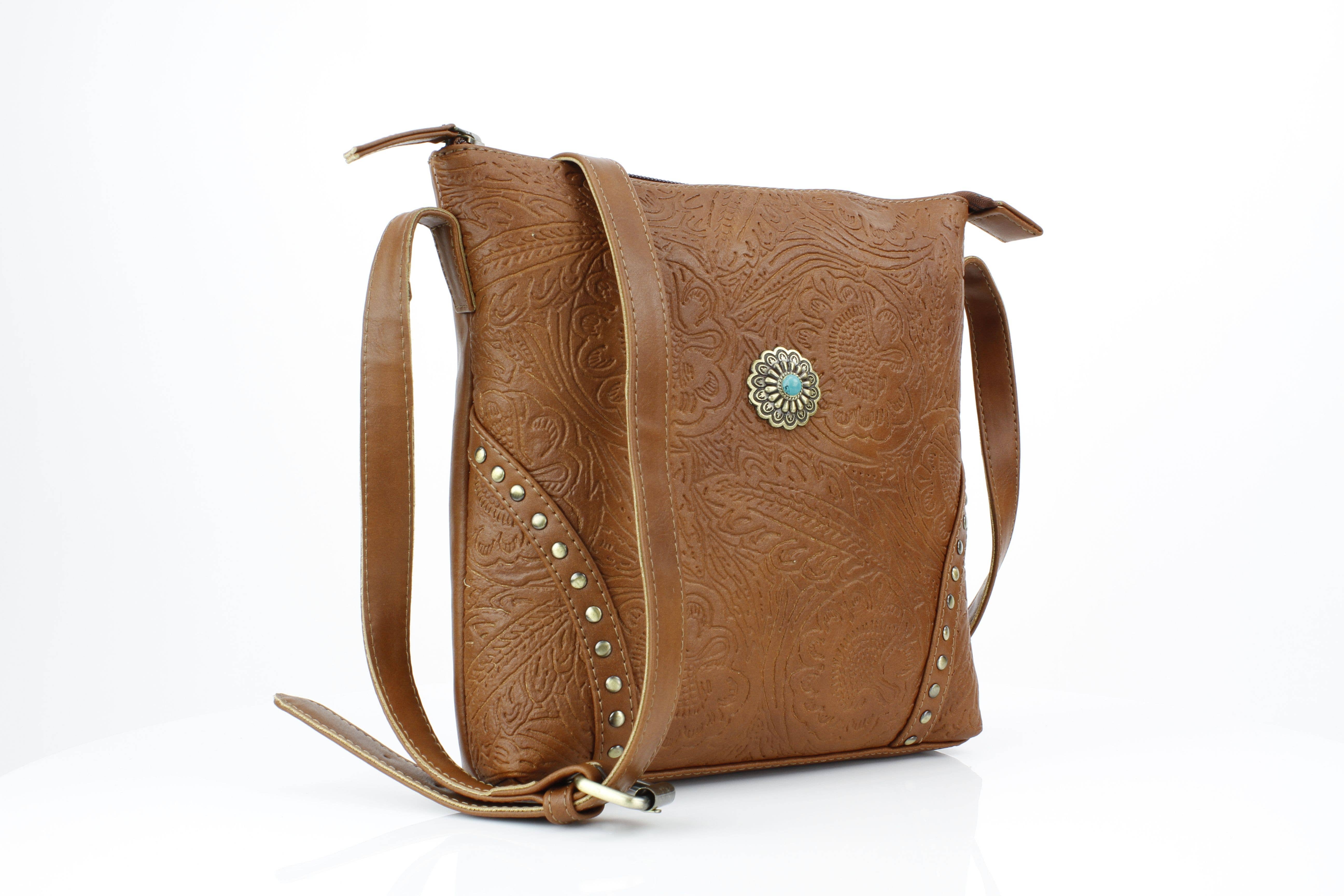 Leather Impressions Inc – Engroshandel Messenger bag – Kvinder – Vegansk læder filigran messenger med concho RMHB 40 250413