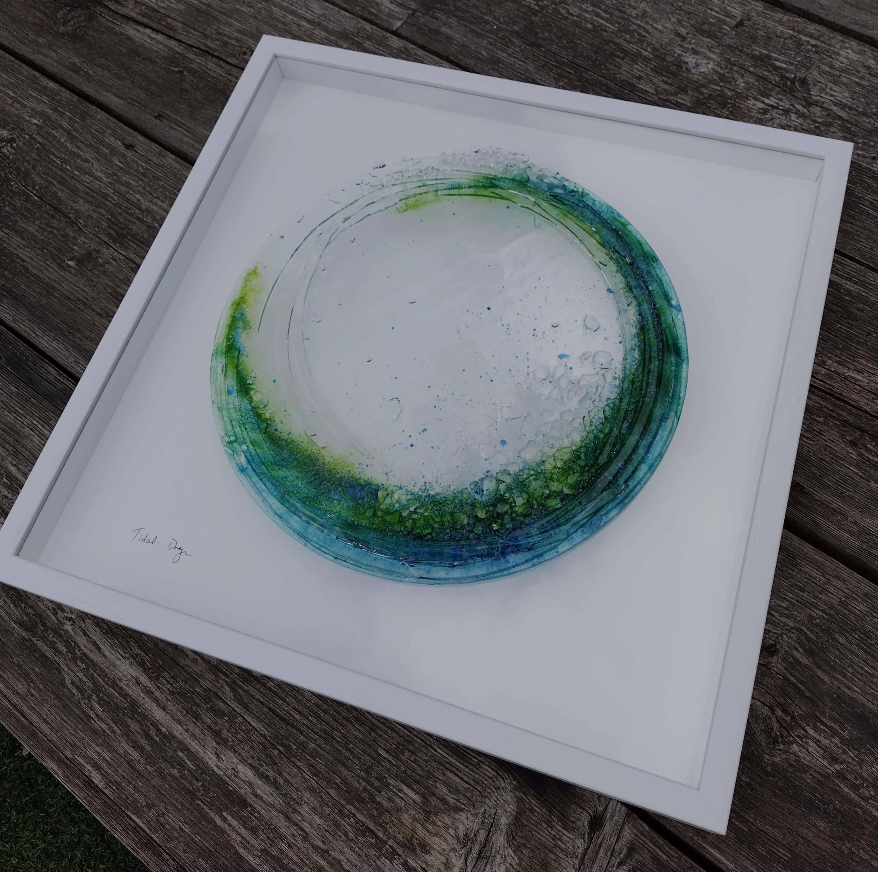 Dreya Glass - Wholesale Wall Accent - Framed Fused Glass Large Tidal Wave (Round) Wall Art2