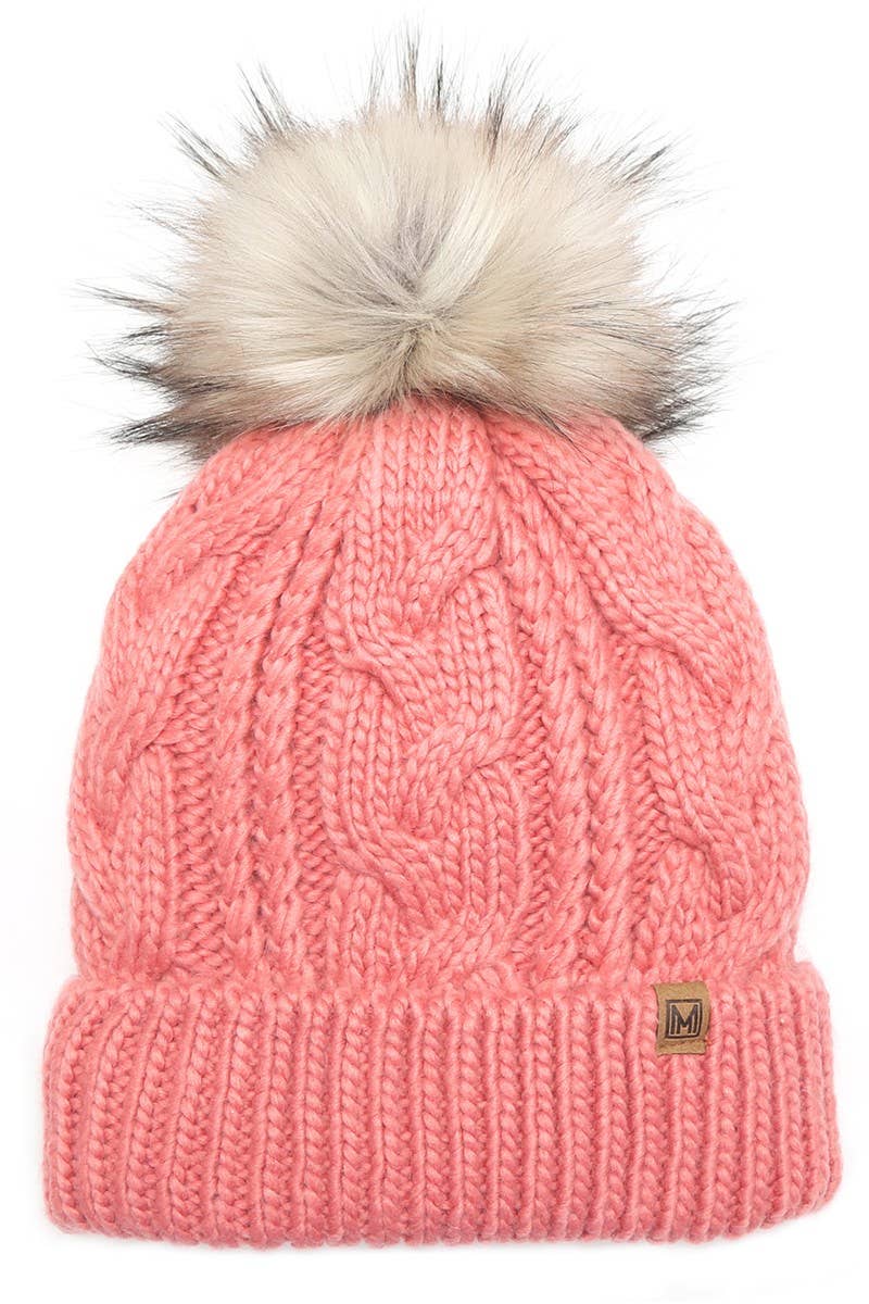 Fashion City - Wholesale Beanie - Women's - Women's Faux Fur Pom Beanie Hat with Sherpa Lining0