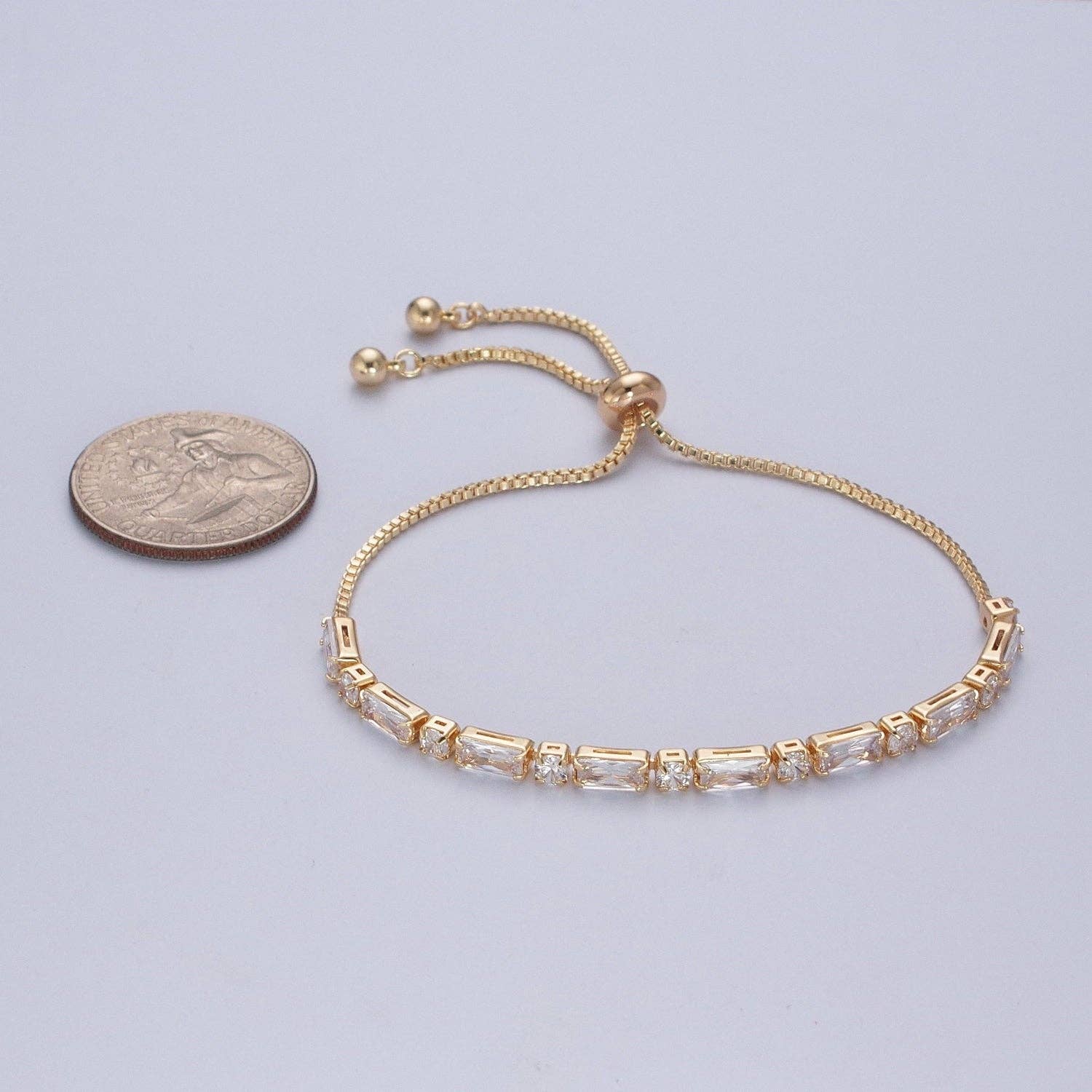Aim Eternal – wholesale Link & chain bracelet – 24K Gold Filled Bracelet with Clear Baguette Cubic Zirconia1