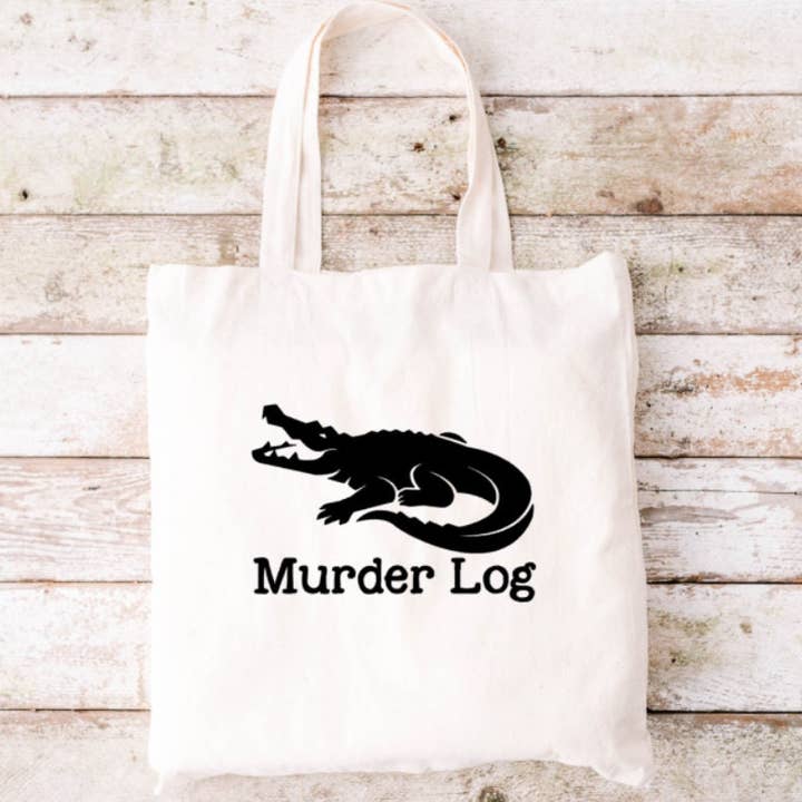 Murder Log Tote Bag, Funny Tote Bag, Tote Bag, Canvas Tote Bag for wholesale by Brandi Dai Designs