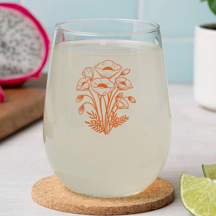 Californische klaproos stengelloze wijnglazen voor wholesale door Counter Couture