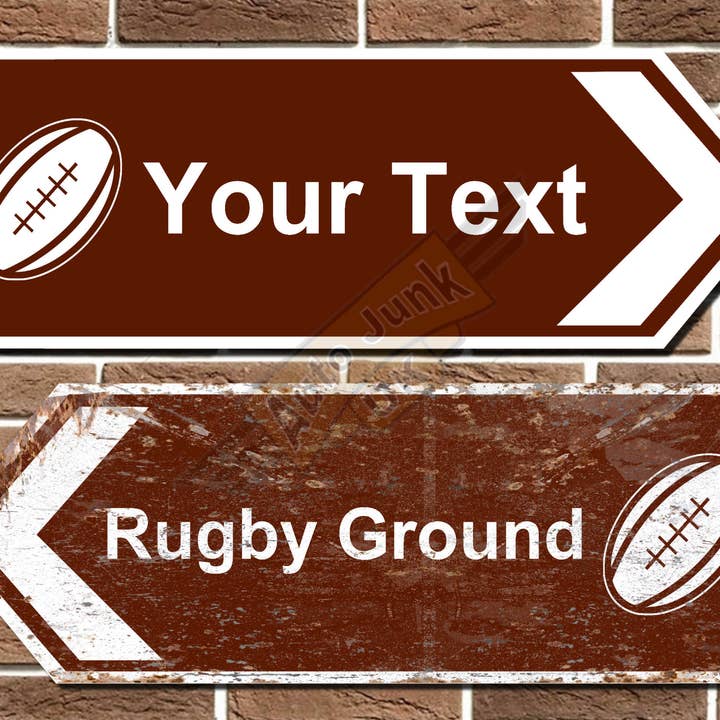 Personlig anpassad vägskylt med riktningspil för rugby för wholesale av Auto Junk UK Ltd