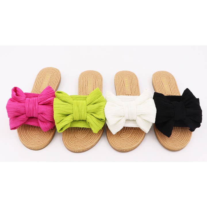 Mars Sky Shoes Wholesale - Wholesale Slides - Women's - Bamboo ATHENA-50 Women Braided Sole Bow Tie Flat Sandals