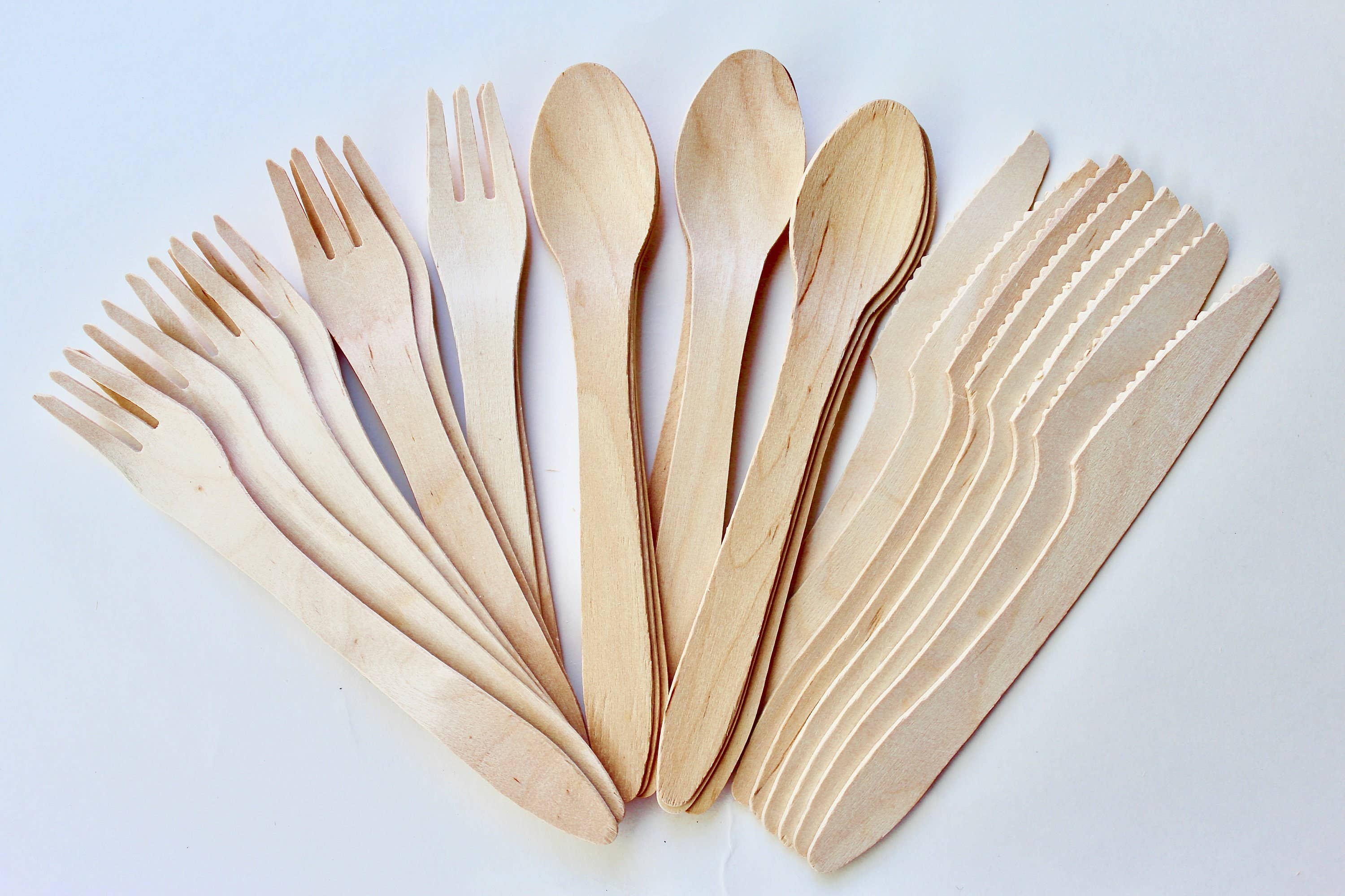 Eco Elegant Table Ware – Engroshandel Skærebestik sæt – Engangs træ bestik sæt fra birketræ - gaffel- skeen -kniv Komposterbar Og Bionedbrydelig Heavy Duty Eco Frindly Og Bionedbrydelig8