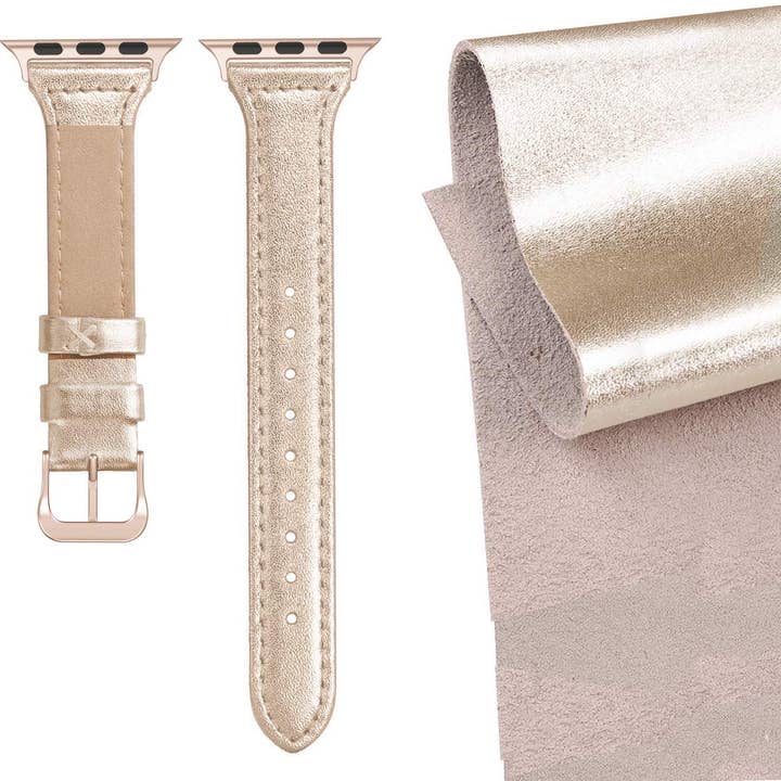 1302 Watch Co. - Wholesale Watch Band/Strap - Women's - Rose Gold Slim Womens Leather Strap for Apple Watch2