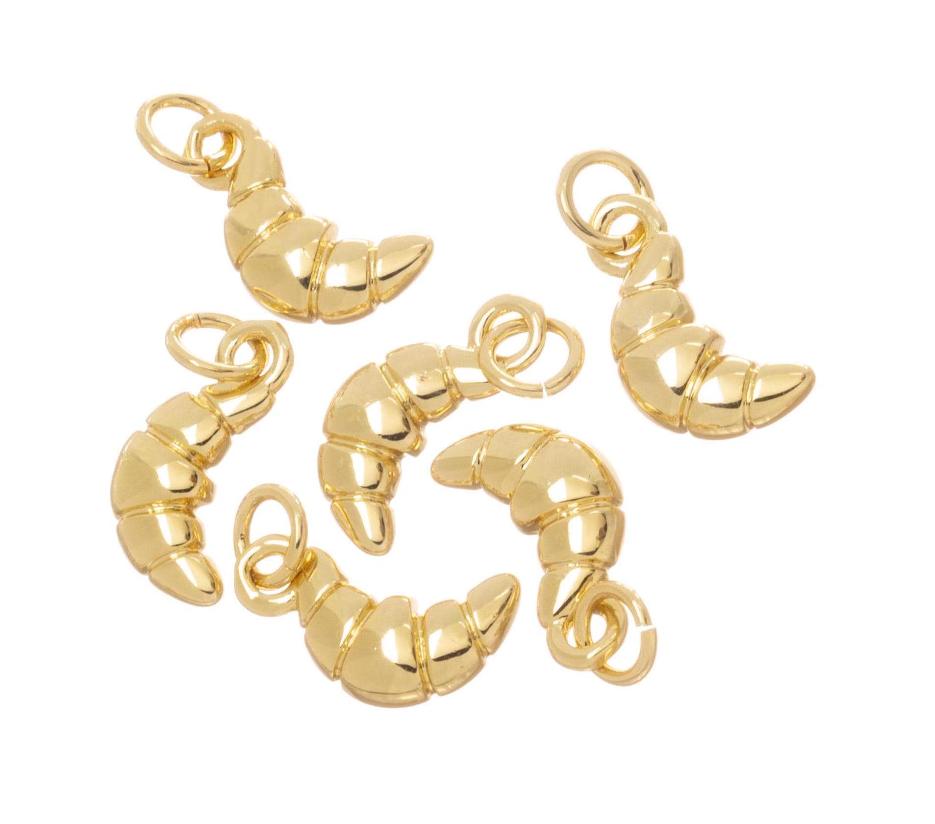 Jewel Pledge - Wholesale Individual Charm/Pendant - Gold & Silver Croissant Charm for Jewelry,CPG-CPS797