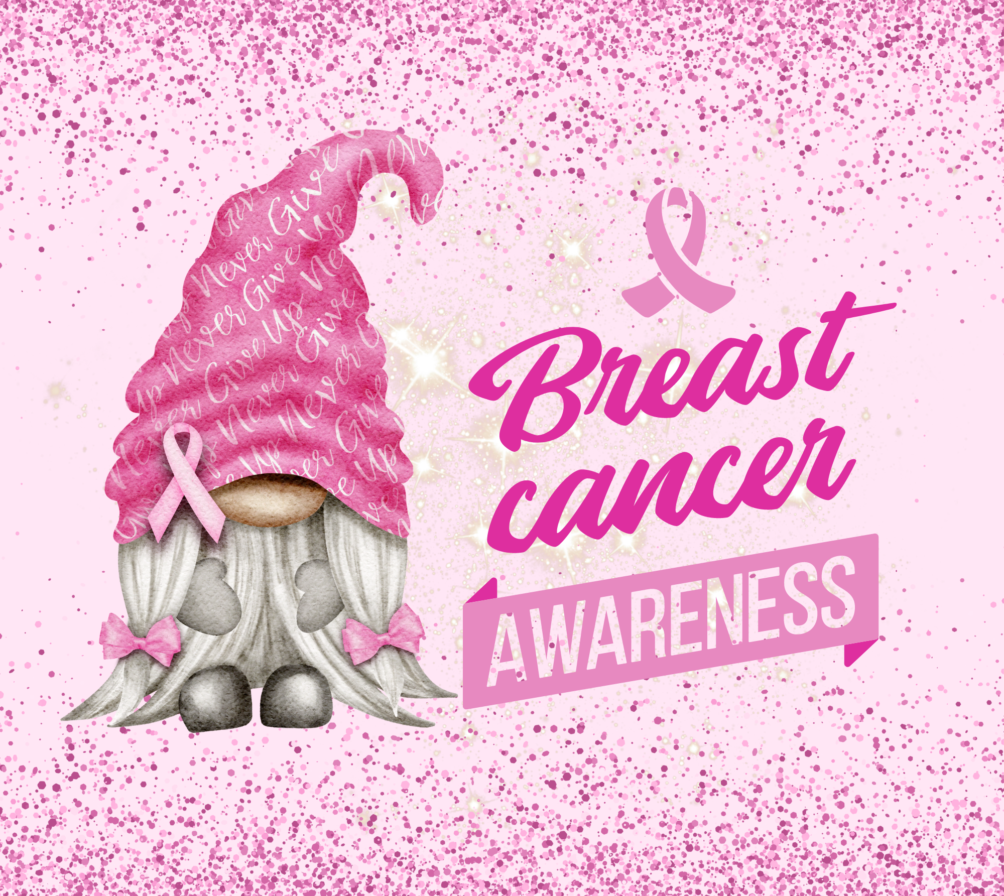 The Potted Oasis - Wholesale Insulated Mug/Tumbler - Breast Cancer Awareness Gnome Tumbler - Classic Design1