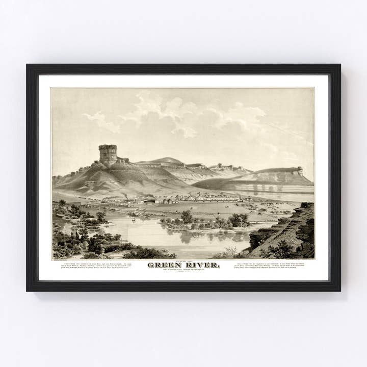 Vintage Map of Green River, Wyoming 1875 for wholesale by Ted's Vintage Art
