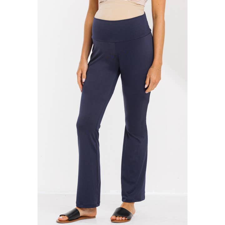 High Waisted Straight Leg Maternity Leggings for wholesale by Hello Miz