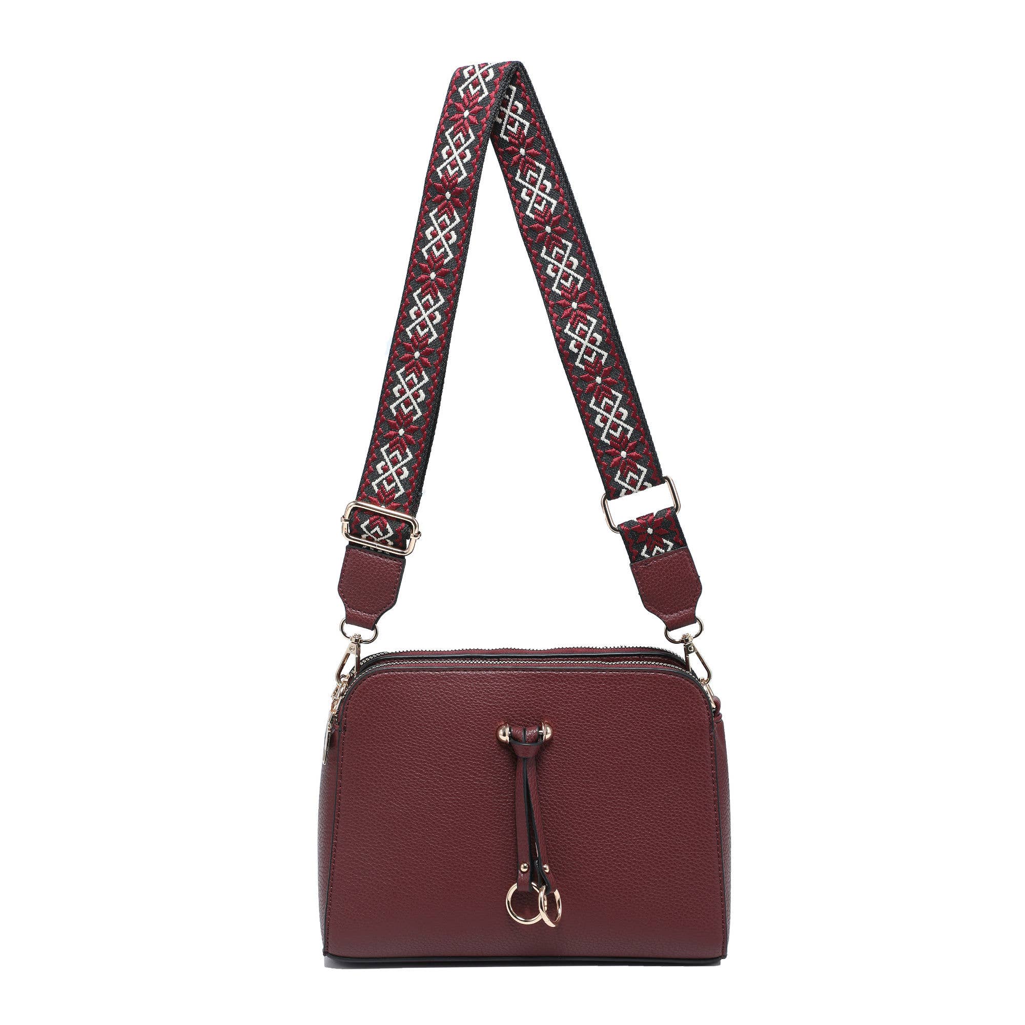 Papaya Fashion Ltd - Vendita all'ingrosso Borsa a tracolla - Donna - B23005-AW-Borsa a tracolla con tracolla in tela a tre sezioni con zip5