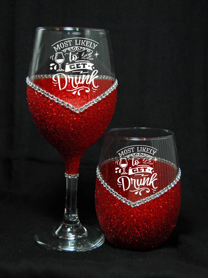 Winey Bitches Co "Most Likely to Get Drunk" Holiday Drinkware-Choose your color for wholesale by WineyBitches.Co