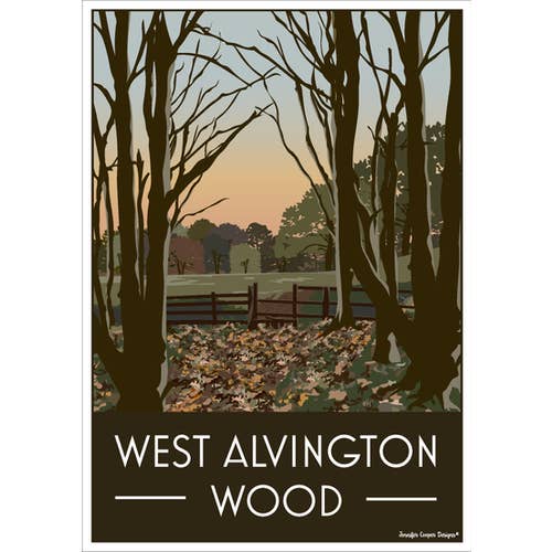 West Alvington Wood, Devon | Vintage/Art Deco-stil plakat for engroshandel hos Jennifer Cooper Designs
