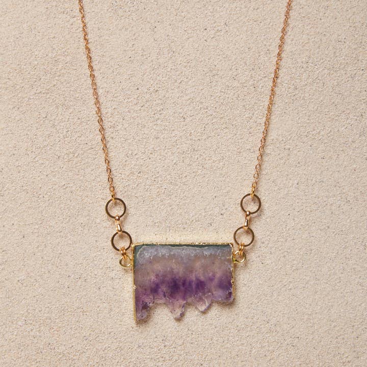 Talia // Amethyst Slice Necklace for wholesale by TISH jewelry