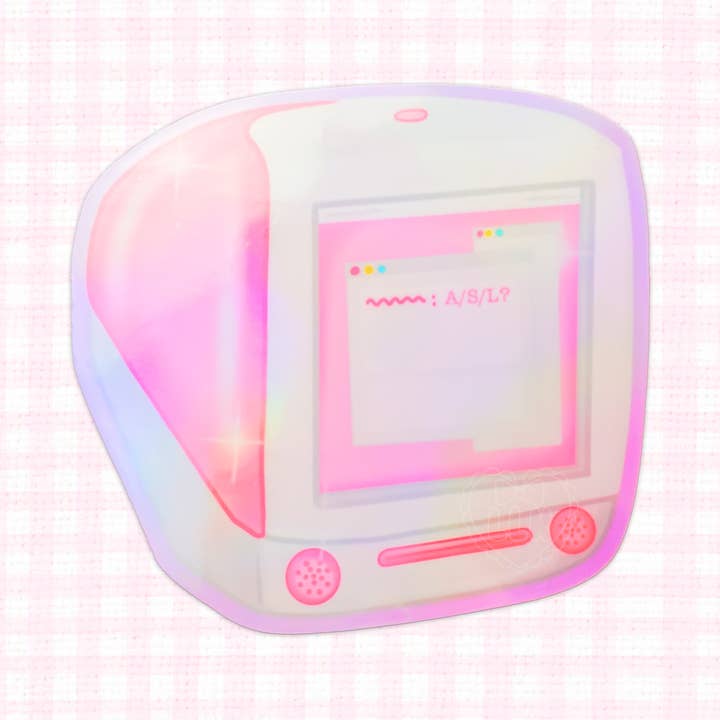 Holographic 2000s Desktop Computer Nostalgia Vinyl Sticker for wholesale by LooLooKazoo