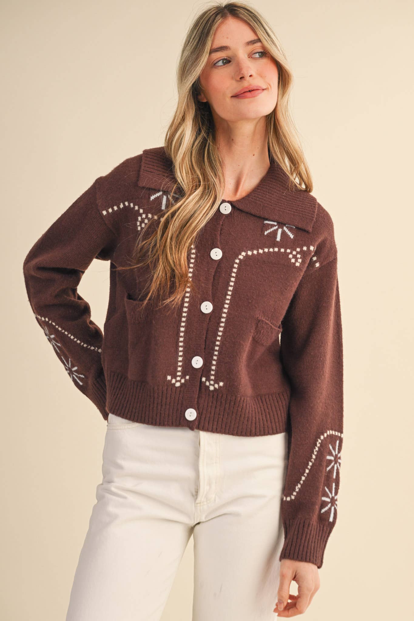 &MERCI - Wholesale Cardigan - Women's - WESTERN DESIGN SWEATER CARDIGAN MSW1121720