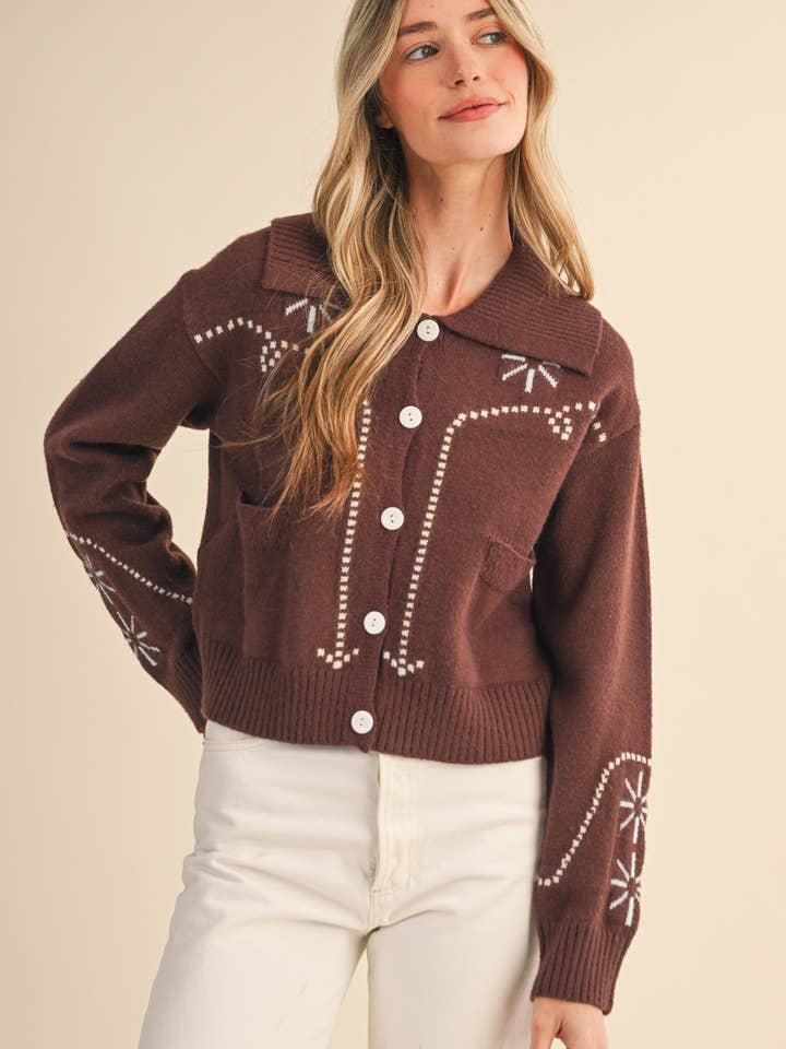 &MERCI - Wholesale Cardigan - Women's - WESTERN DESIGN SWEATER CARDIGAN MSW1121720